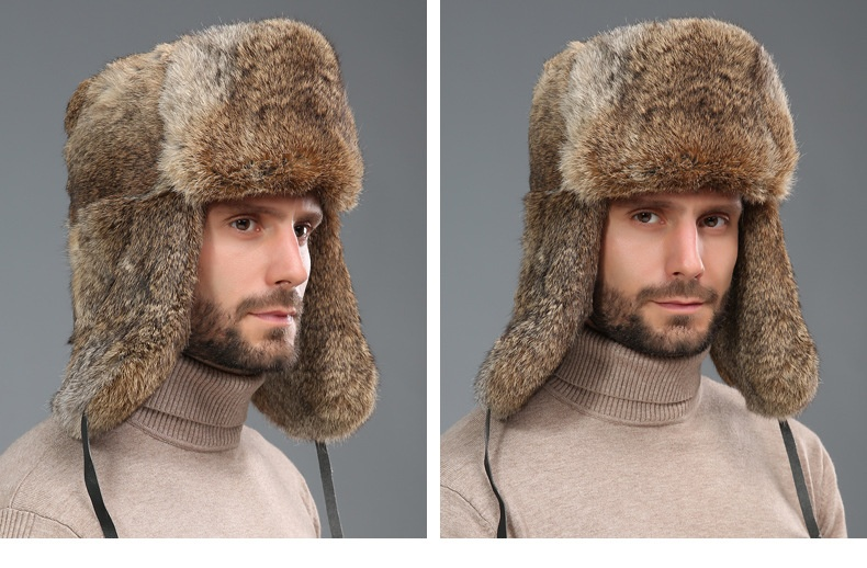 Capelli di coniglio simulati Lei Feng uomini in inverno, di mezza età e anziani, pelliccia nord-orientale per il calore, orecchio ispessito all'aperto_voghion.com