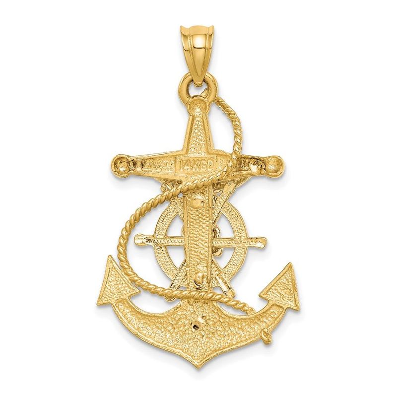 14K Two-tone Polished/Satin D/C Mariner Cross Pendant_voghion.com