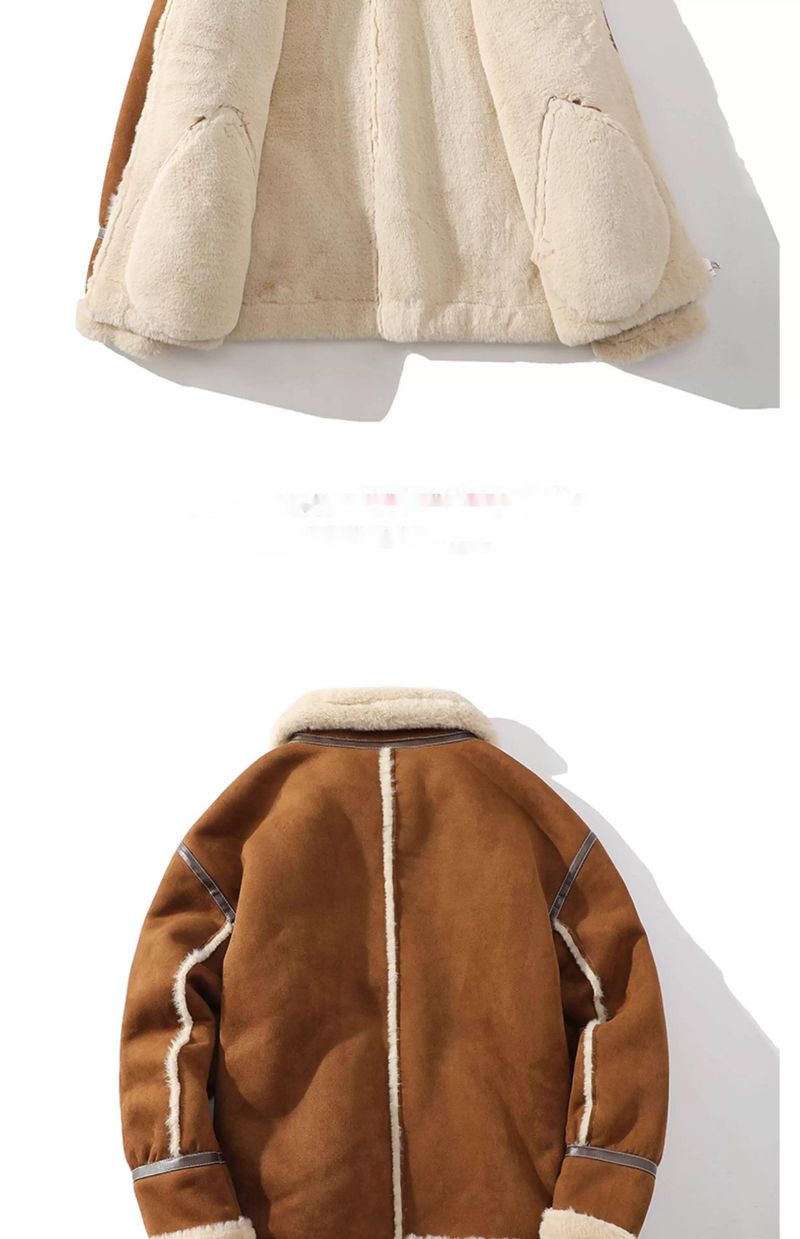 2024 Winter New Men's Sheepskin Shearling Jacket Thickened Fleece Lined Motorcycle Leather Coat_voghion.com