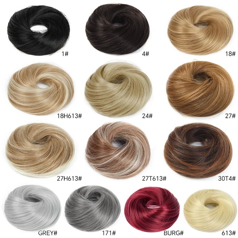 Elastische haarstukken Synthetische Rechte Chouchou Nep Knot Haarstukje Chignon Band Opgestoken Donut Voor Dames_voghion.com