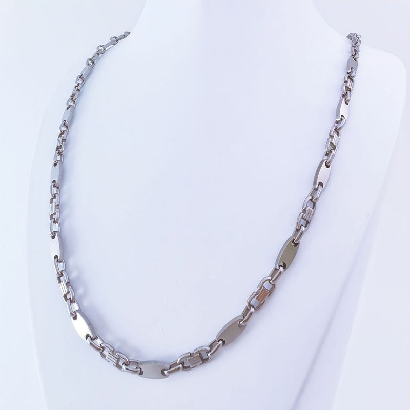 Modny męski ręcznie robiony, elegancki naszyjnik Emperor, gładki, ze stali nierdzewnej, z płaskim łańcuszkiem i pętelką_voghion.com