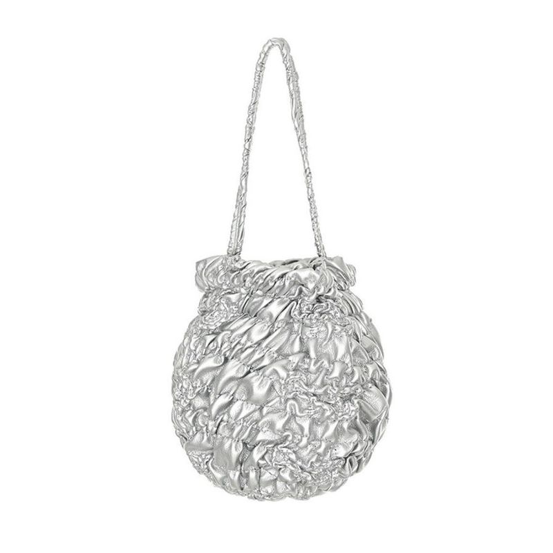 Borsa a tracolla con secchiello plissettato, borsa in rete Reddit Live, borsa da donna casual alla moda_voghion.com