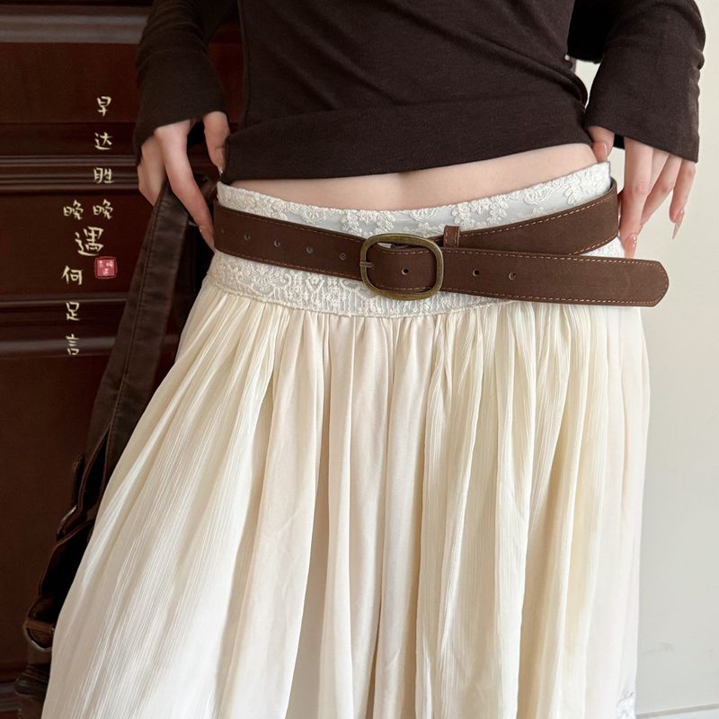 Cintura decorativa di alta qualità in stile americano con fibbia color caffè, per jeans, accessori da donna_voghion.com