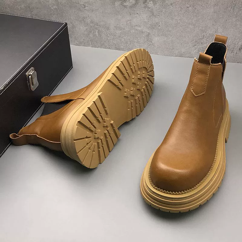 Ghete de piele cu vârf înalt pentru bărbați, toamnă-iarnă, noi, cizme Martin, stil britanic, tendință retro, cizme cowboy pentru bărbați, cizme Martin retro_voghion.com