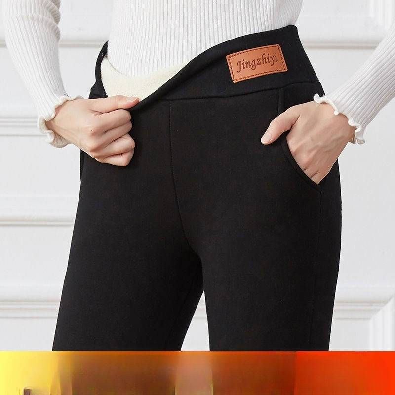 Women's Clothing Extra Thick Lambskin Leggings One Piece Pants With Velvet And Thickening For Outer Wear Large Size Fat MM Northeast Warm Cotton Pants_voghion.com
