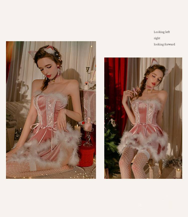 New sexy pajamas in a high-end style, with a pure and alluring look. It's a red suspender nightdress for winter and Christmas. _voghion.com