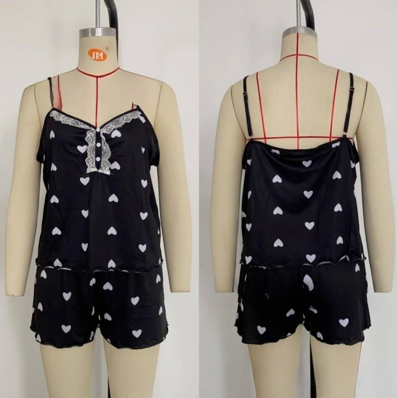 Women's Intimates New V Neck Pamas Women Comfortable Home With Button Lace Suspenders Shorts Trousers Suit_voghion.com