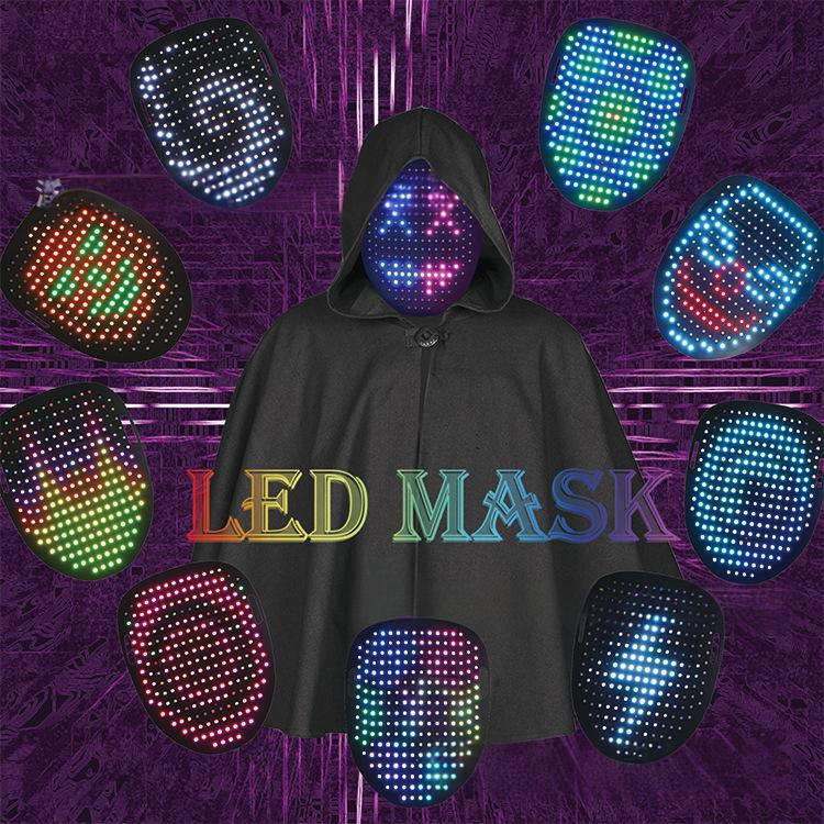 Maschera LED per Halloween, maschera luminosa che cambia volto, induzione, festa, ballo, bar, oggetti di scena_voghion.com