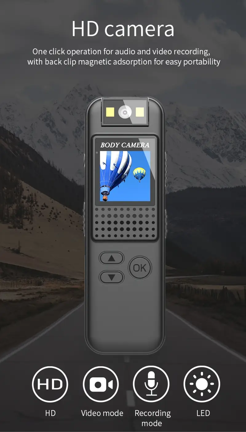 1080P Portable Recording Camera With A Back Clip, Magnetic Suction, And Built-in Light For Taking Photos And Recording Videos._voghion.com