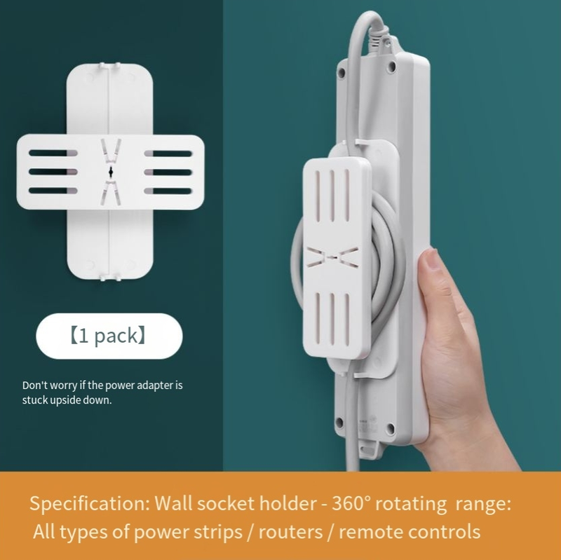 Soporte para enchufes, soporte para pared, estante para almacenamiento de enchufes, tablero para enchufes sin perforaciones, enrutador, adhesivo fijo para pared_voghion.com