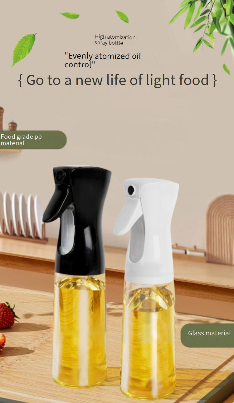 Premium Glass Oil Spray Bottle For Kitchen - Pressurized Olive Oil Dispenser With Adjustable Nozzle (500ml BPA-Free Transparent Design)_voghion.com