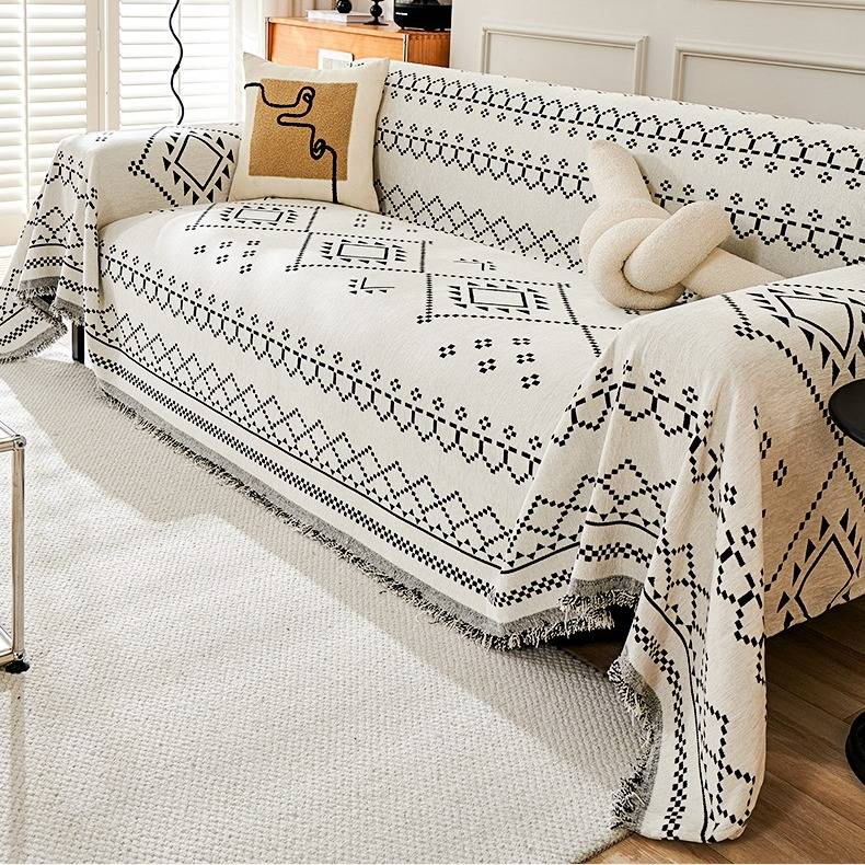 Bohemian Style Sofa Cover - Universal All-Season Sofa Protector With Geometric Pattern, Dustproof & Anti-Slip, Sizes 180x130cm To 180x460cm_voghion.com