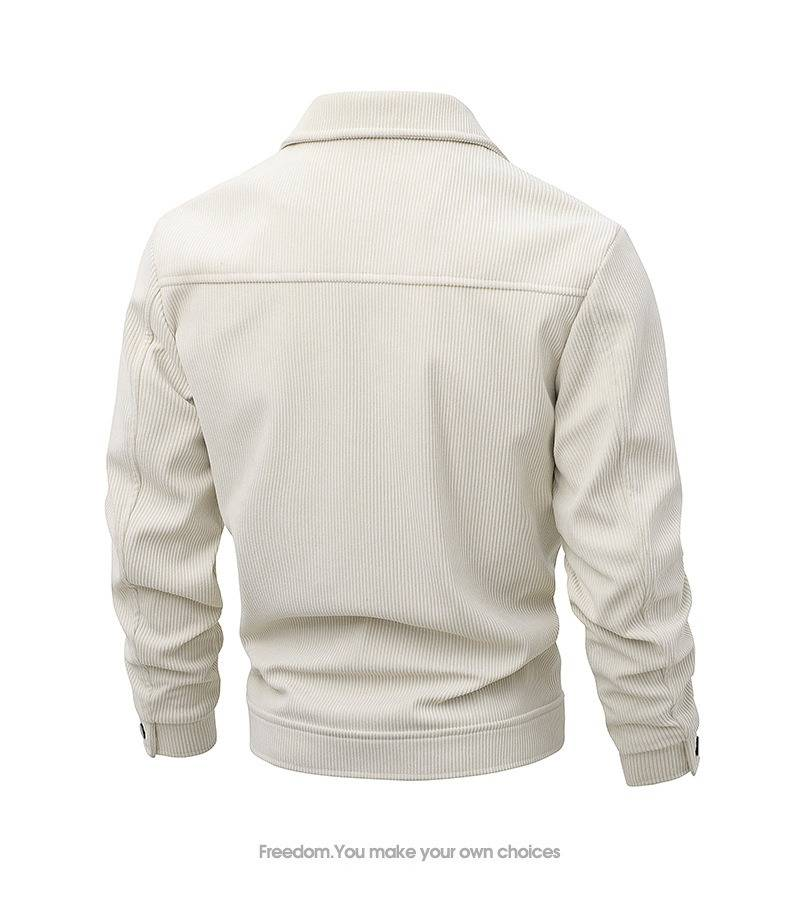 Men's Corduroy Jacket Slim Fit Casual Vintage Stand Collar Windproof Lightweight Polyester Coat For Spring Autumn_voghion.com