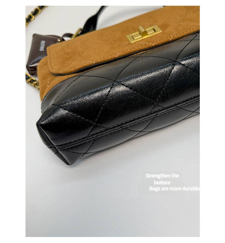 Small Square Bag Fashion Bags Color-blocking Vintage Frosted Popular Diamond Pattern Chain Single-shoulder Messenger Bag With Cross-body Strap._voghion.com