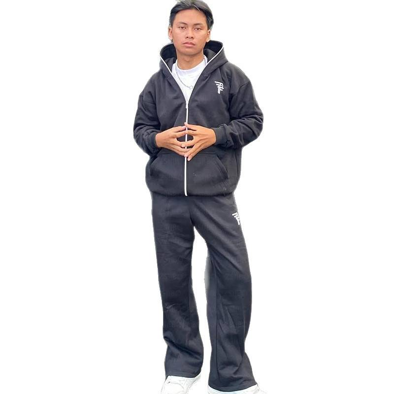 Felpa con cappuccio unisex retrò con zip e stampa di lettere - Giacca casual streetwear per uomo e donna (nero, S/M/L/XL)_voghion.com
