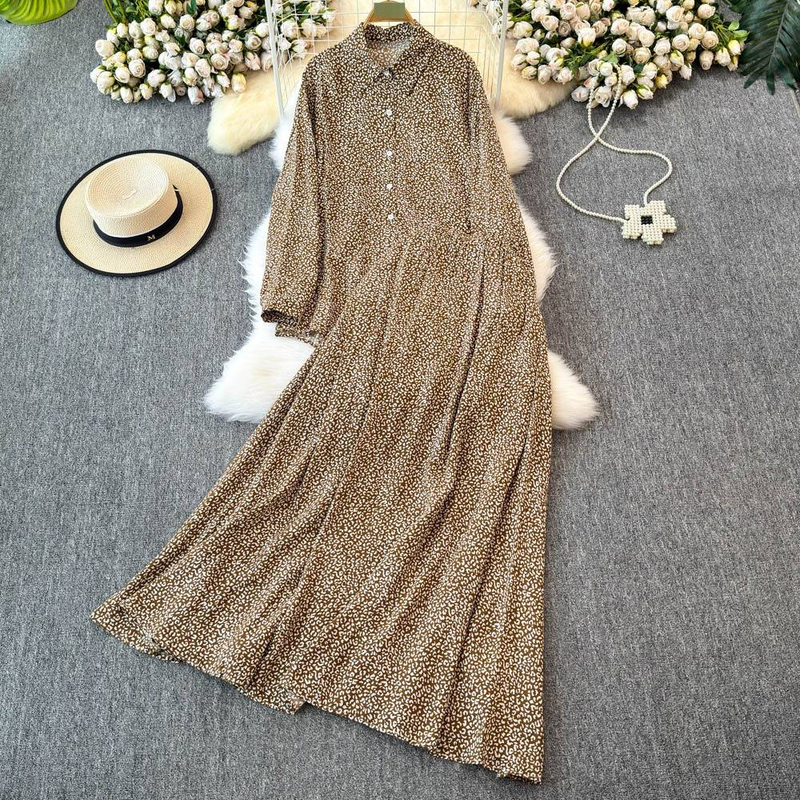 Ensemble chemise à manches longues et jupe trapèze taille haute à imprimé léopard rétro, tenue deux pièces amincissante pour femme, ensemble coordonné mode automne_voghion.com