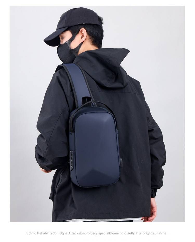 Men's Chest Sling Bag - Ultra-Light Nylon Crossbody Pack For Daily Use & Riding, Compact & Durable, Black/Grey/Navy_voghion.com