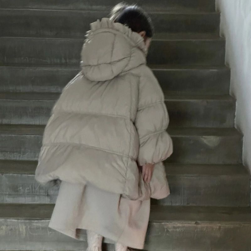 Girls' Long Puffer Coat With Hood – Warm Winter Jacket For Kids (Ages 8+, 100-150cm, Pink/Milk White)_voghion.com