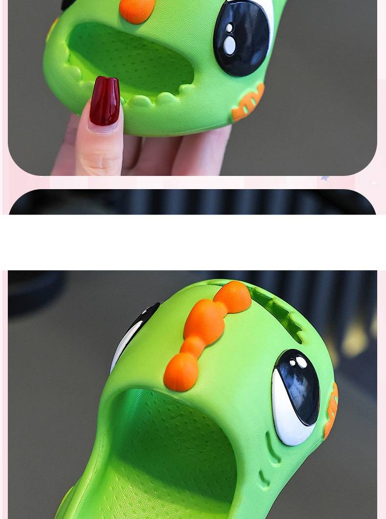 Kids Summer Sandals - Soft Sole Non-Slip Bath Slippers For Boys & Girls, Indoor/Outdoor Lightweight Beach Slides With Cute Dinosaur Design_voghion.com