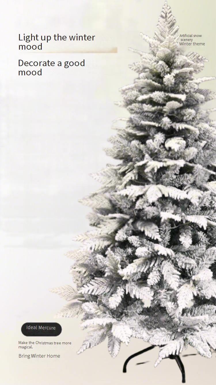 Premium Flocked PE Christmas Tree – Realistic Snow-Covered Branches, Durable Metal Stand, Multiple Sizes (1.5m/1.8m/2.1m/2.4m) For Home_voghion.com