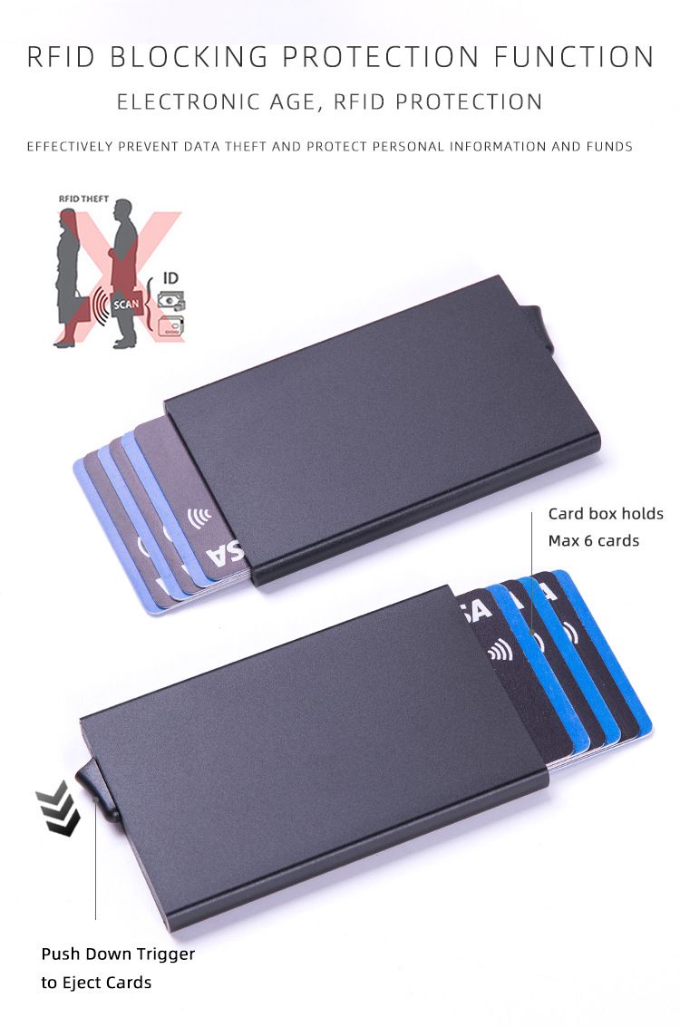 Ultra-Slim RFID-Blocking Metal Card Holder – Push-Up Multi-Slot Aluminum Wallet For Credit Cards & IDs, Anti-Theft & Minimalist Design_voghion.com
