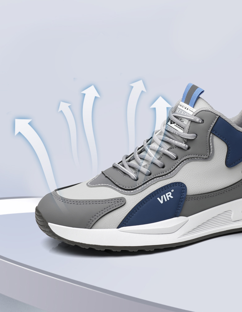 Flash shipping men's spring new high leather surface, fashionable and casual mid top sports shoes, versatile running_voghion.com
