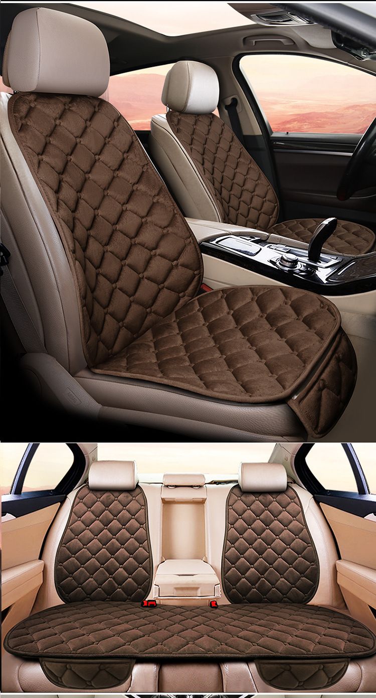 Cojín de asiento de coche de invierno de felpa de diamante nuevo unisex, cojín de algodón para asiento principal del conductor, funda de asiento trasero de oficina para invierno_voghion.com