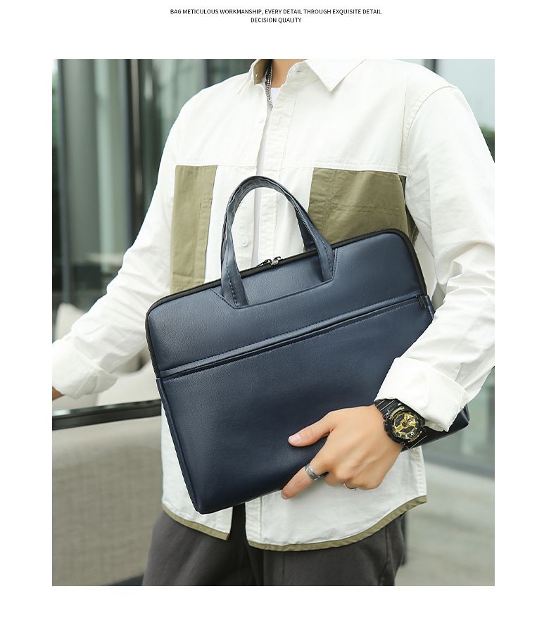 Borsa per computer portatile, semplice e tinta unita, borsa porta tablet, valigetta portatile da uomo personalizzata_voghion.com