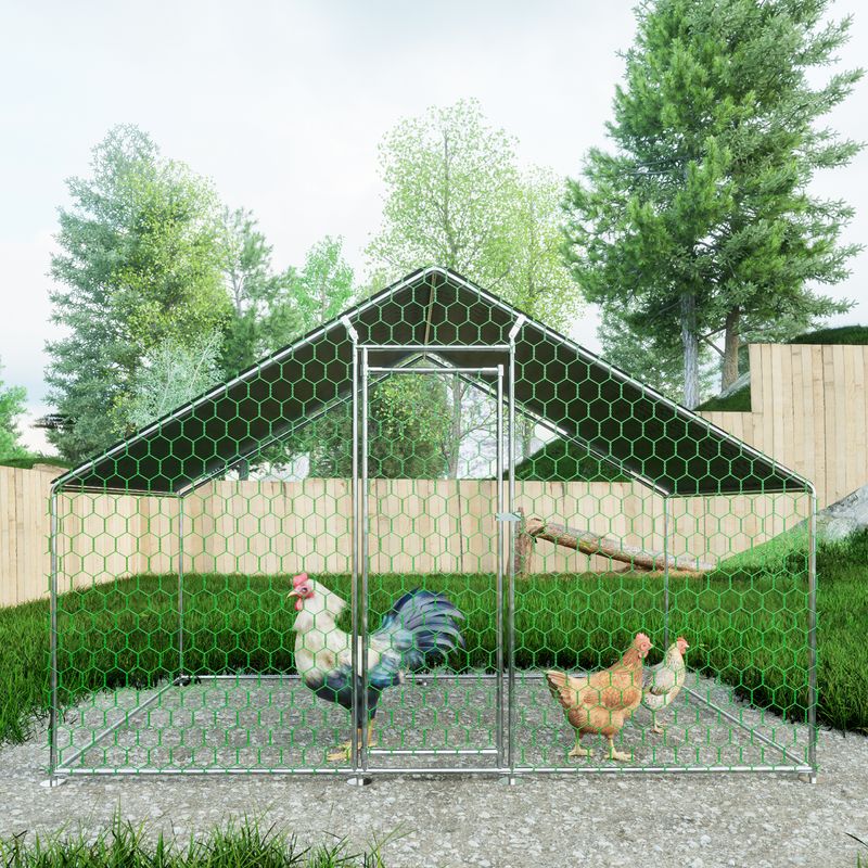 Poulailler en métal 3 x 2 x 2 m avec serrure de sécurité et bâche imperméable en polyéthylène pour poules, lapins et petits animaux_voghion.com