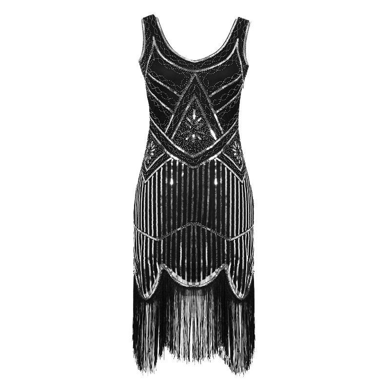 Abito con nappe anni '20, costume da spettacolo per il ballo di Gatsby_voghion.com