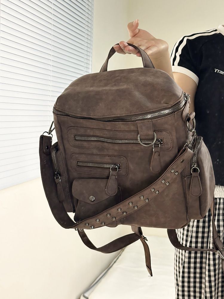 2025 Spring New Large Capacity Fashion Multifunctional Multi-pocket Student Backpack Travel Commuting Shoulder Women's Bag Casual Hundred_voghion.com