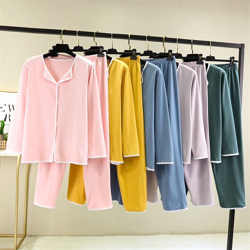 Pantaloni a maniche lunghe con scollo a V e piccoli pantaloni in velluto tedesco autunno inverno nuovi, da casa, larghi e semplici, tinta unita, pigiama taglie forti_voghion.com