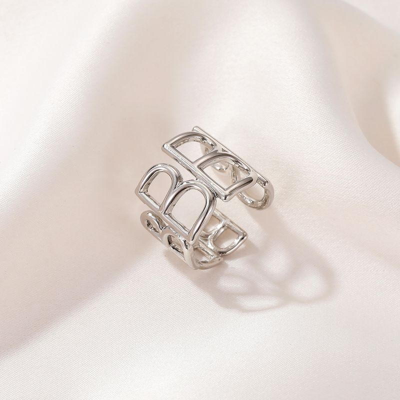 creative simple cold style personality open B letter ring ins retro hollow English index finger ring tide_voghion.com