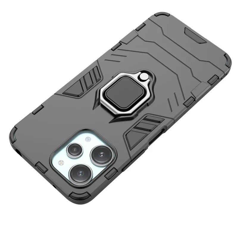 Xiaomi 4G Shockproof Armor Metal Ring Phone Case do Redmi 12 Redmi12 5G Magnetyczny uchwyt samochodowy Stojak Tylna obudowa_voghion.com
