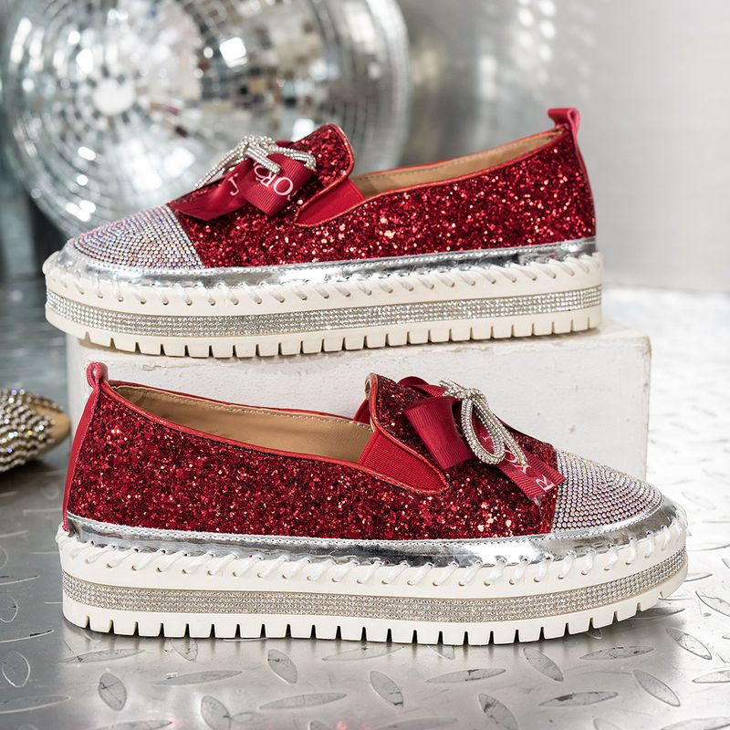 Damenschuhe Neue große Größe Strass Schleife Freizeitschuhe Nischendesign Einzelschuhe Trend_voghion.com