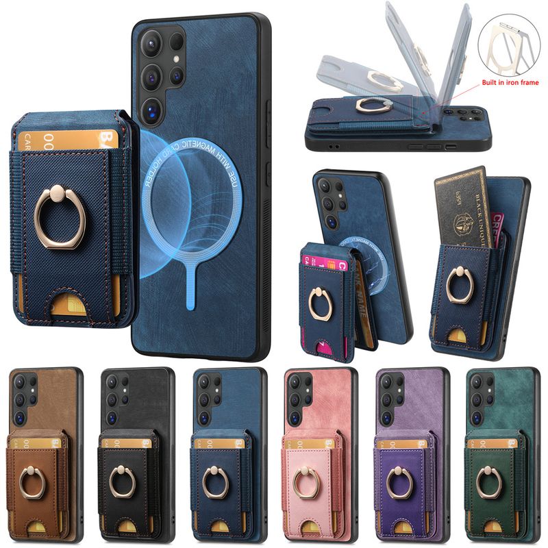 Custodia in pelle con slot per carte di credito e portafoglio magnetico staccabile per Samsung S25 S24 S22 Ultra Plus S23 S21 FE A16 A06 A36 A56 A55 A35._voghion.com