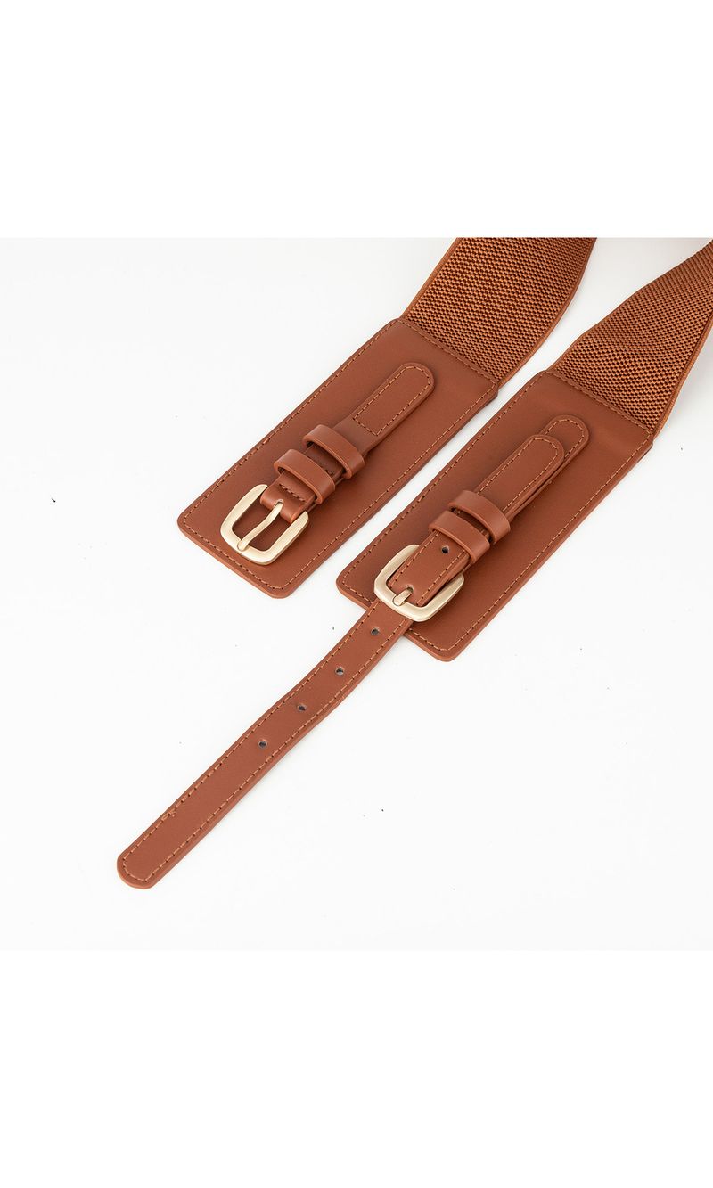 High-end Double Buckle Women, Decorative Elastic Waistband For Dresses, Slim Cincher, Versatile Outerwear Waist Belt_voghion.com