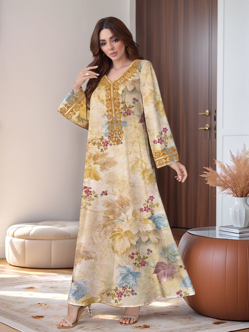 Women's Clothing Positioning Printing Long Sleeved Dress_voghion.com