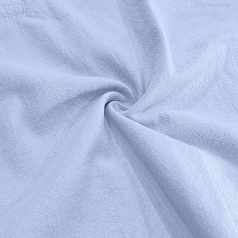 Completo da uomo in lino con camicia e pantaloncini - Completo casual estivo da spiaggia a maniche corte con vestibilità ampia_voghion.com