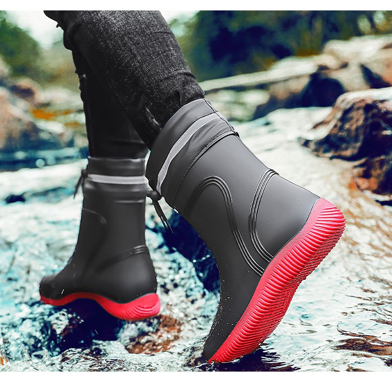 Single Shoe Midsole Waterproof Mouth Rain Boots 39-45_voghion.com