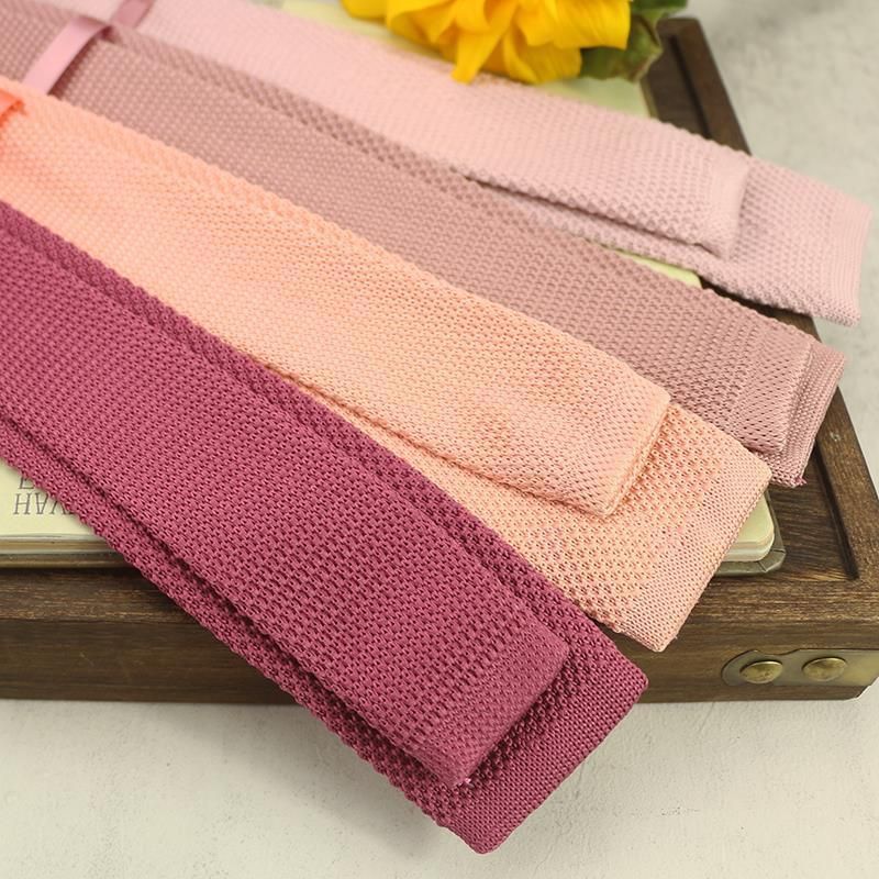 Cravatta per uomo, casual, versatile, stile college, da donna, 6 cm, tinta unita, rosa loto, lavorata a maglia, testa piatta, personalità piccola_voghion.com
