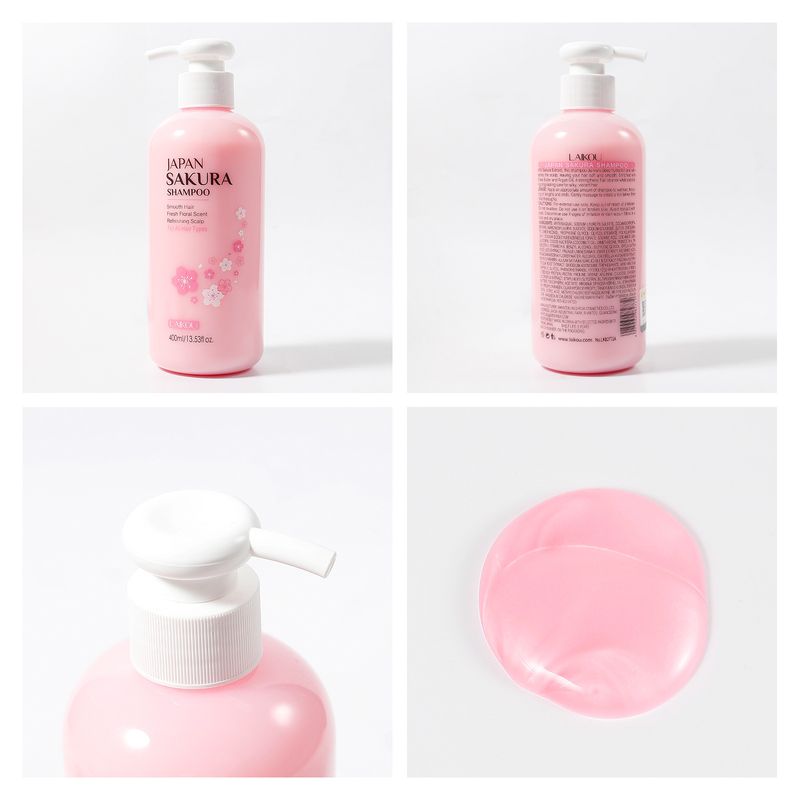 LAIKOU Sakura Shampoo 400ml Grote Fles Reinigt, Verzacht, Houdt Langdurig en Laat Geur Achter_voghion.com