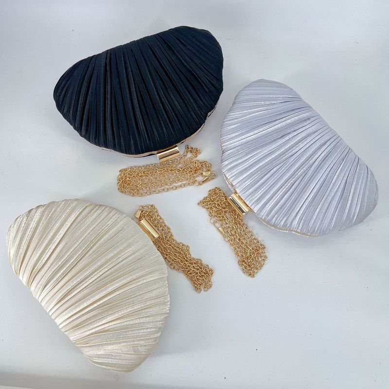 Nuova borsa da sera plissettata con motivo a conchiglia, borsa versatile per abito, pochette cheongsam_voghion.com