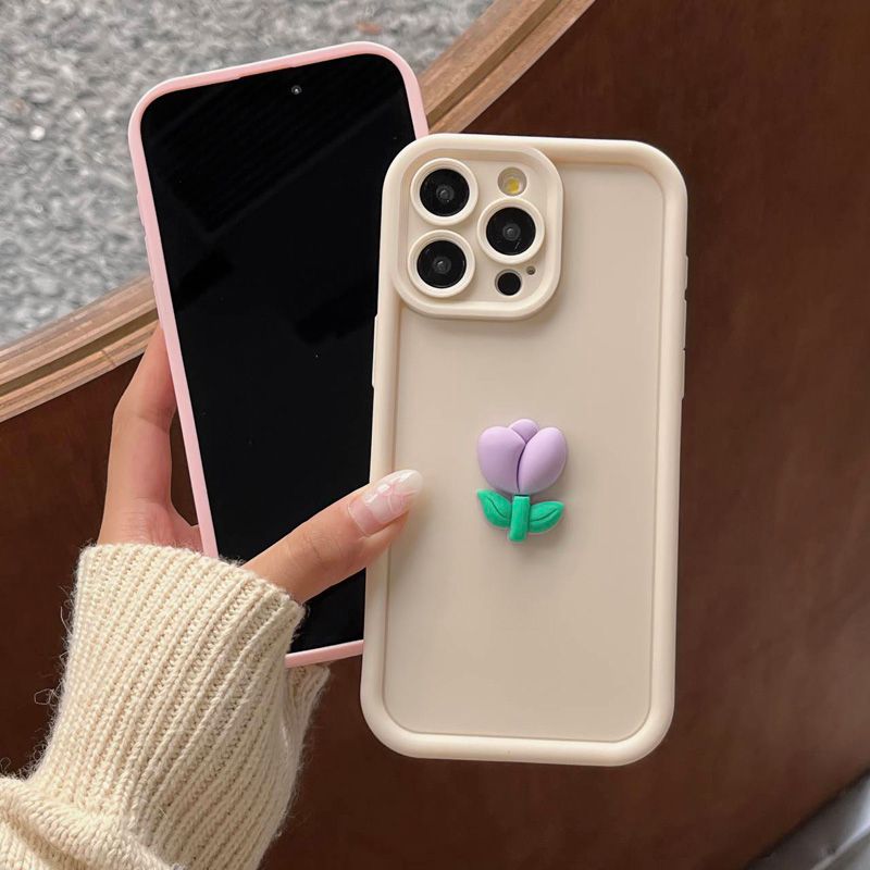 Carcasă telefonică din silicon TPU cu flori de lalele, anti-cădere, pentru iPhone 11, 12, 13 Pro Max, X, XS, XR, moale, pentru iPhone 16, 14, 15, 16, 15, 11 Pro, 11 Pro, 11 Pro Max_voghion.com