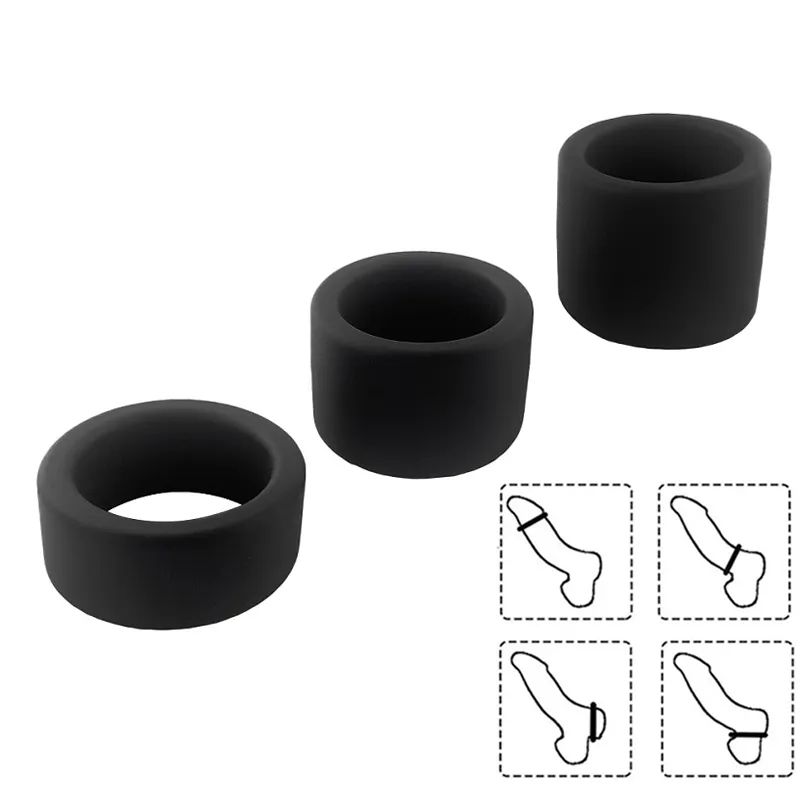 Set di anelli per pene in silicone morbido, per pene maschile, per allungare lo scroto, con blocco per l'eiaculazione ritardata, giocattolo sessuale per uomini grandi_voghion.com