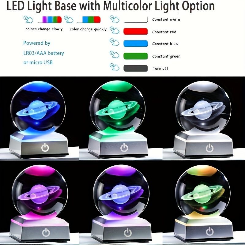 Saturn Crystal Ball Night Light Transparent Multi-Color Changing Mini Planet Decor Perfect Gift For Astronomy Lovers Holidays_voghion.com