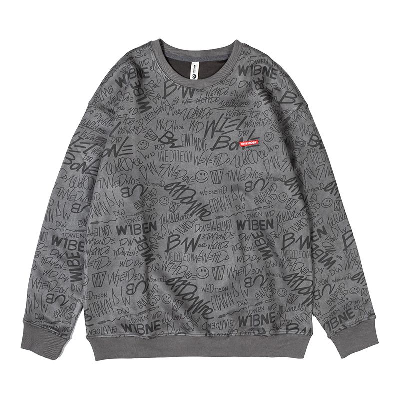 Design Sense Suede Round Neck Sweatshirt For Men, Spring And Autumn New Versatile Fleece Loose Casual Sports Long Sleeve_voghion.com