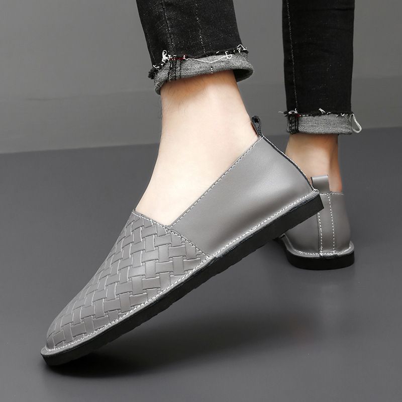 Autunno 2024 Scarpe da ginnastica casual in vera pelle con suola morbida, alla moda, bianche, slip-on, leggere, da uomo_voghion.com