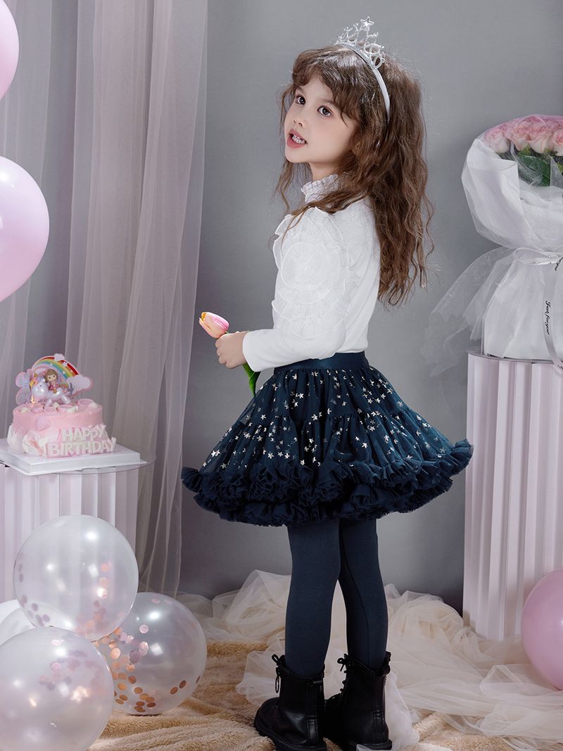 Abbigliamento per bambini Leggings per bambine Culottes Autunno e inverno Vacanze Due pezzi Pantaloni per bambini Gonna tutù per bambine Gonna tutù a rete con stelle Pantaloni_voghion.com