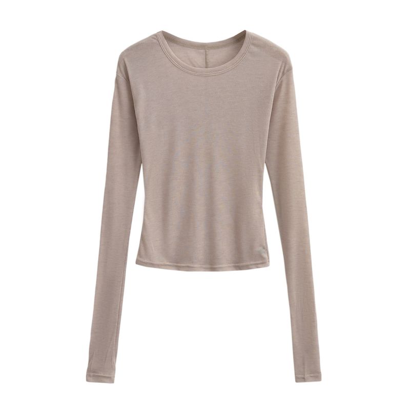 Light Thin Long Sleeved T-shirt For Women In Autumn 2025, Pure Seductive, With A Spicy Girl Temperament. Round Neck Slim_voghion.com